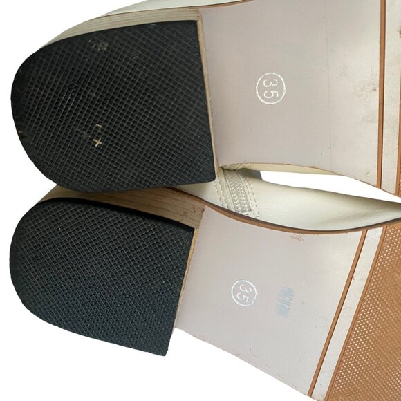 Ankle Bootie Women's Size 35 US 4. 5 Polyurethane Cream Zipper Pointed Toe - Picture 11 of 16